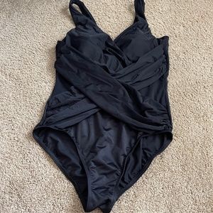 Miraclesuit, swimsuit, black, size 14